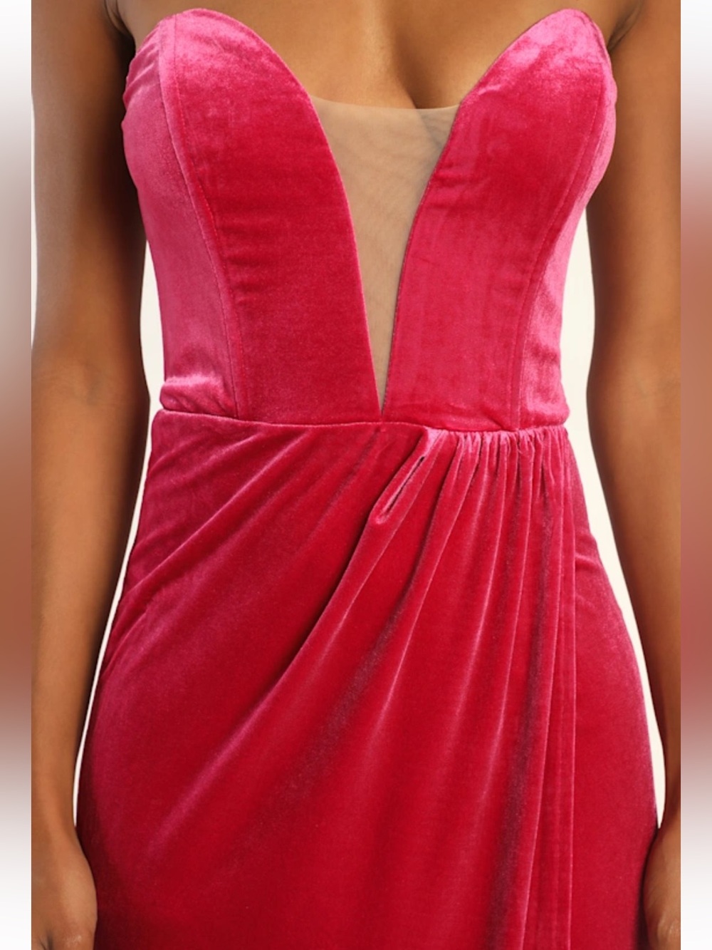 NWOT Lulus My Dream Come True Pink Velvet Strapless Maxi Dress - Picture 7 of 15